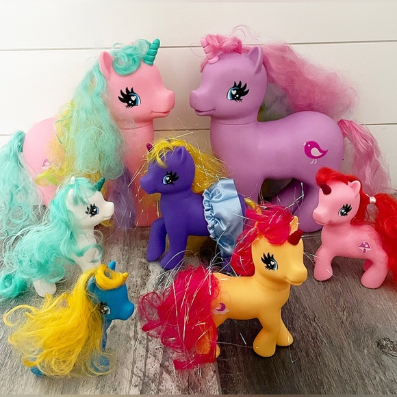 Lot of 7 My Little Pony Unicorn Figures Vintage Style Large & Small Mixed Toys - Picture 2 of 10